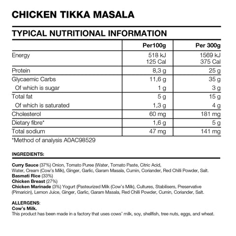 Chicken tikka masala on steamed basmati rice