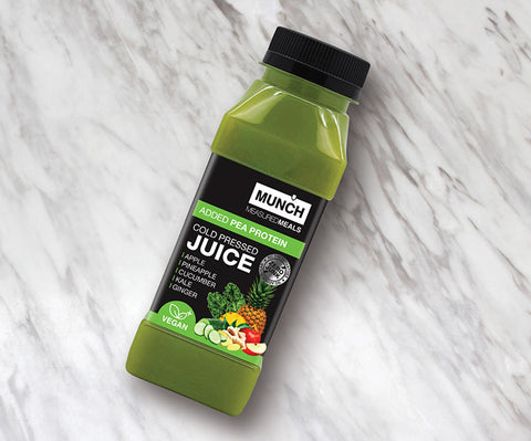 Cold pressed kale juice with added pea protein